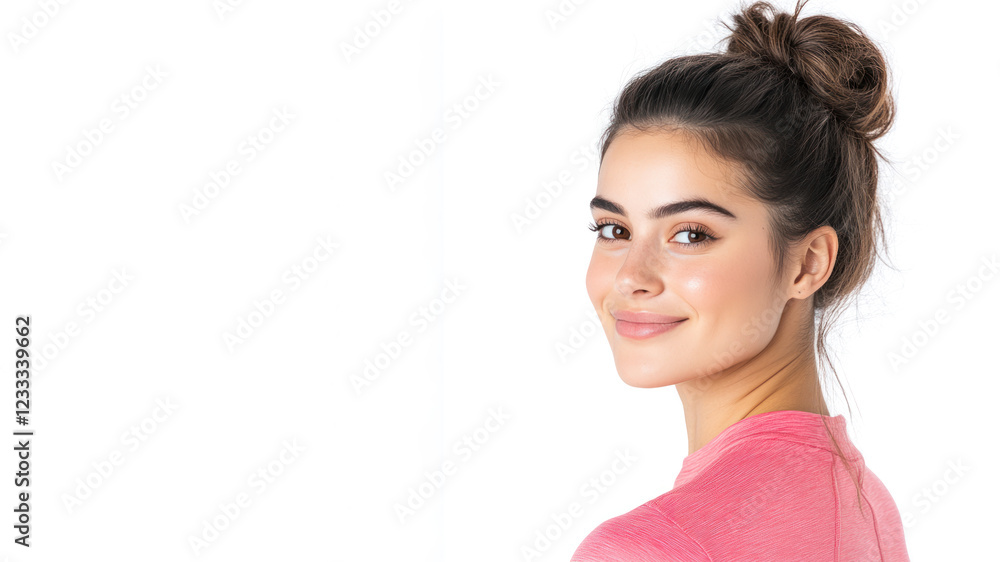 German happy woman wearing red apparel smiling isolated on white background German happy woman wearing red apparel smiling isolated on white background