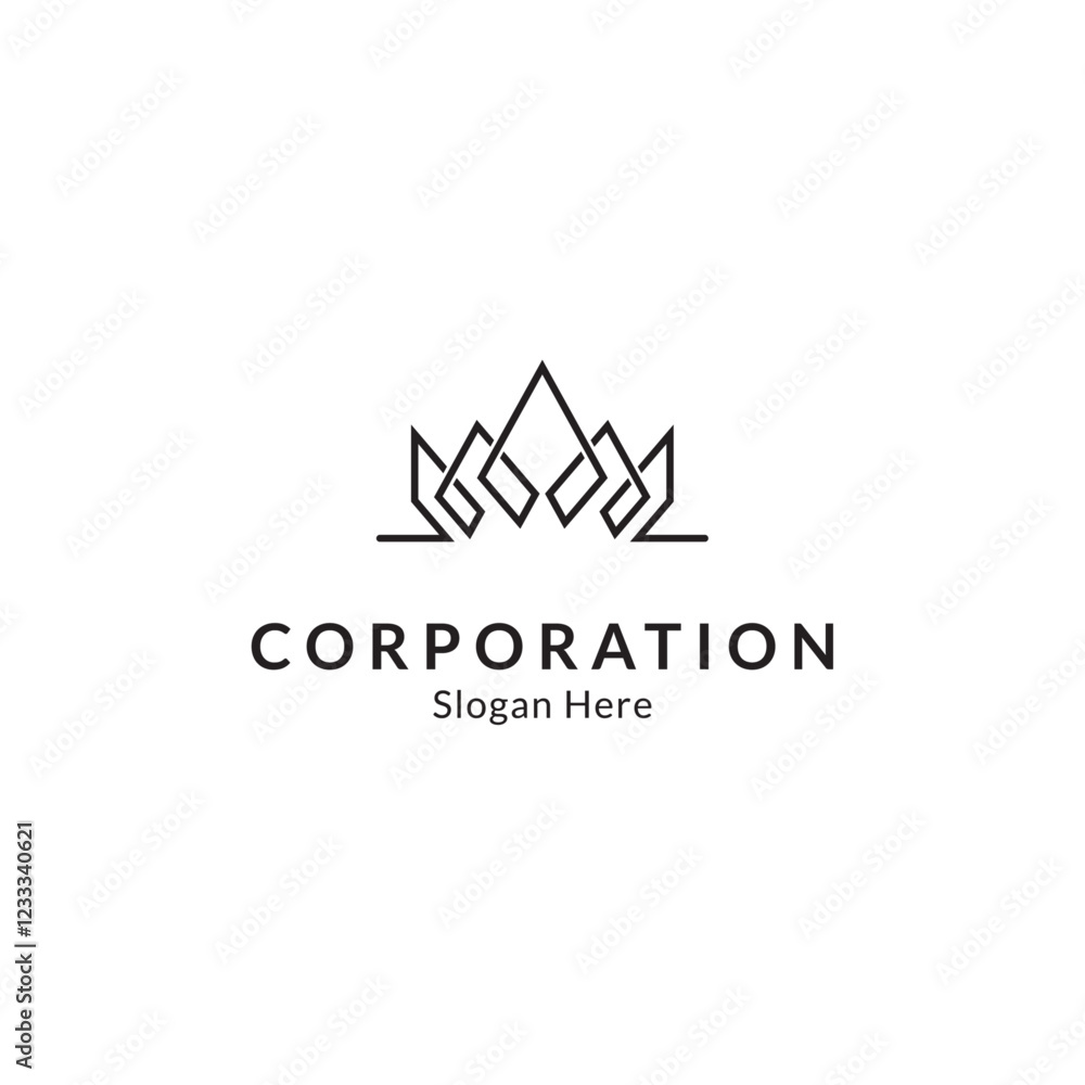 crown logo with line art design style crown logo with line art design style