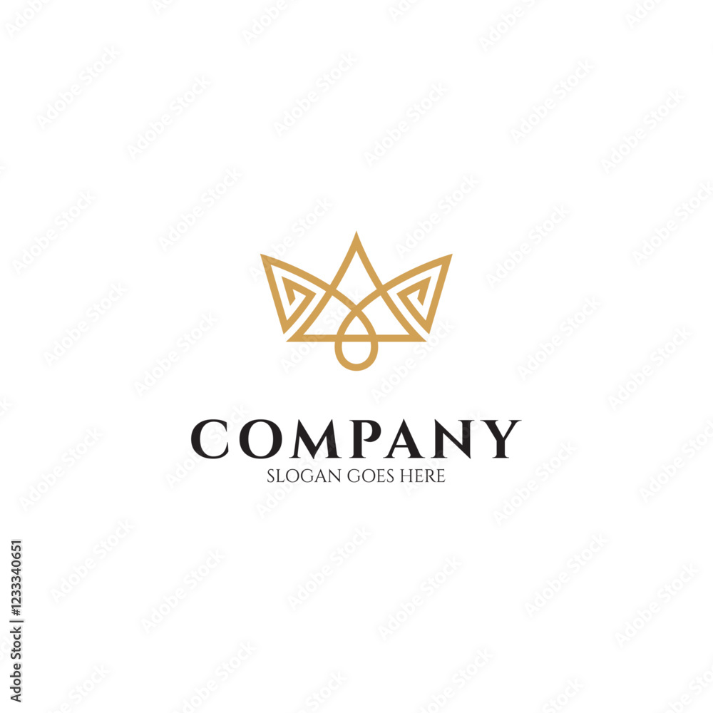 crown logo design with luxury gold linear design style crown logo design with luxury gold linear design style
