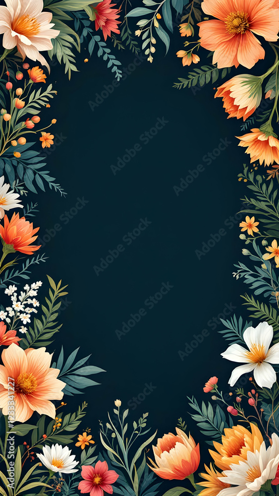 Florals border frame copy space area Florals border frame copy space area