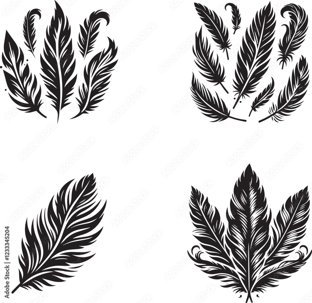 Obraz premium Intricate Feather Silhouette Collection