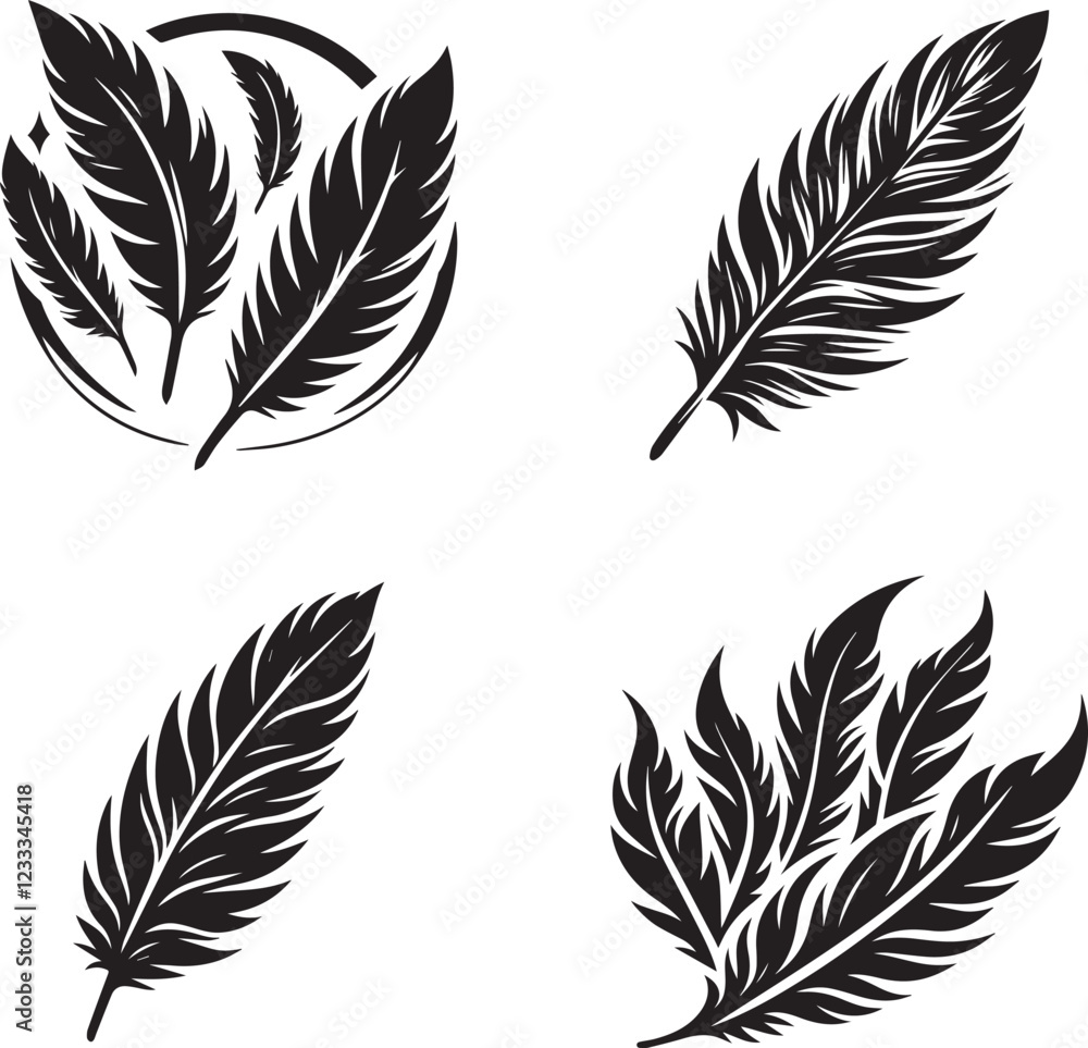 Intricate Feather Silhouette Collection