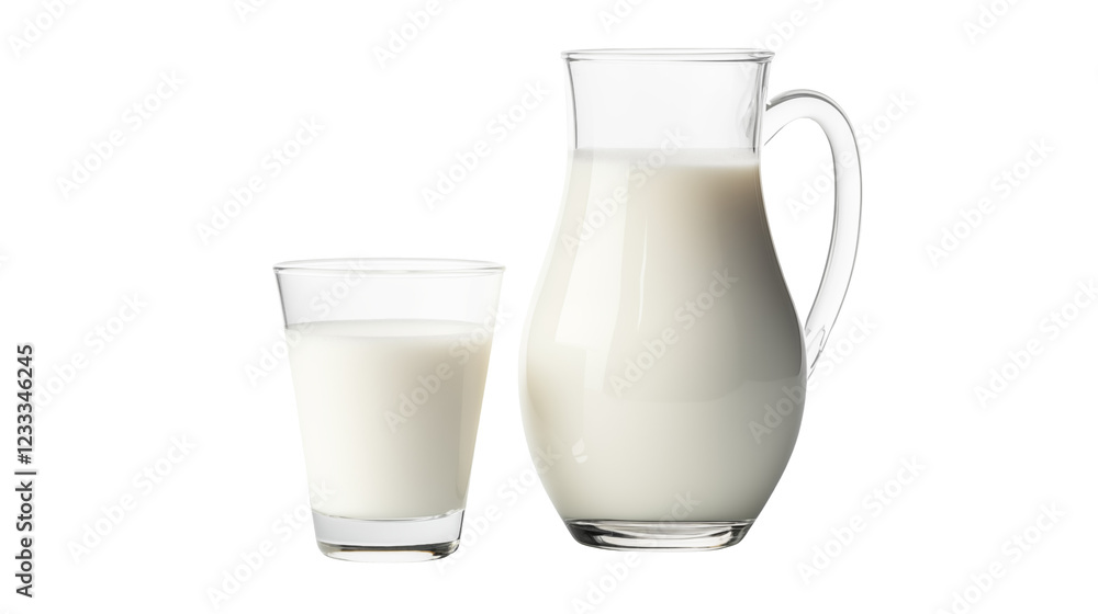 Refreshing Milk in Glass and Pitcher Dairy Drink Refreshing Milk in Glass and Pitcher Dairy Drink