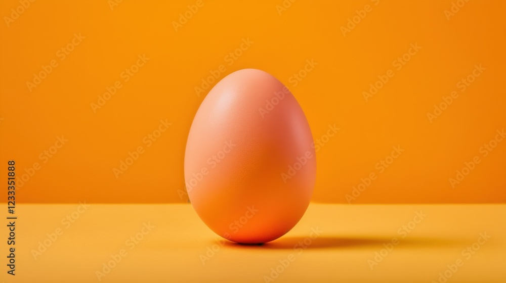 A lone egg standing at the center on monochromatic yellow background A lone egg standing at the center on monochromatic yellow background