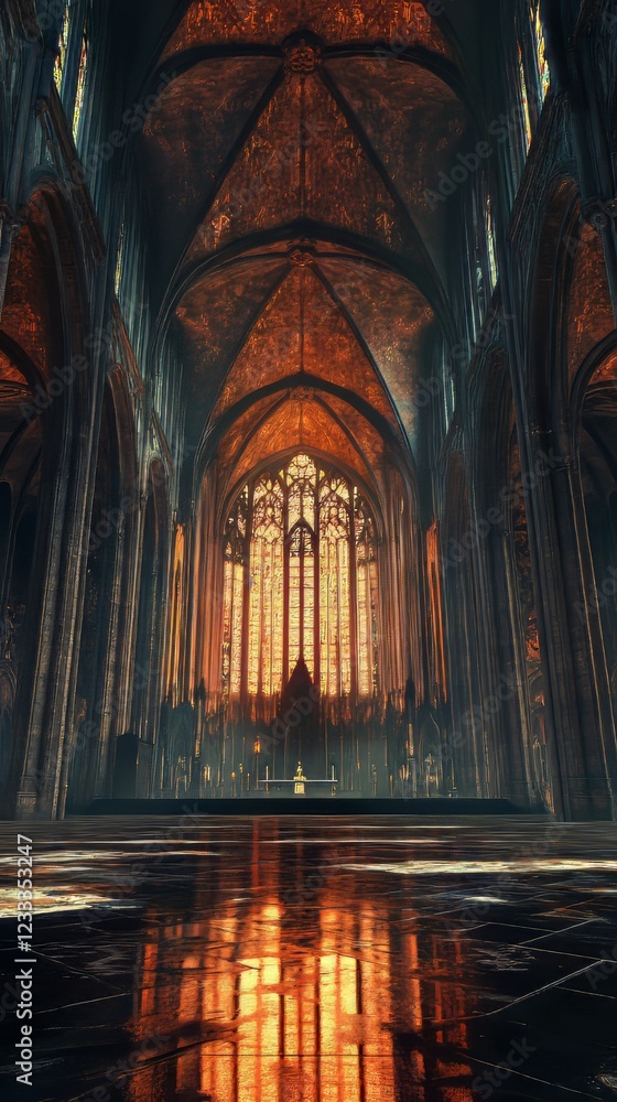 Fototapeta premium Golden light floods gothic cathedral