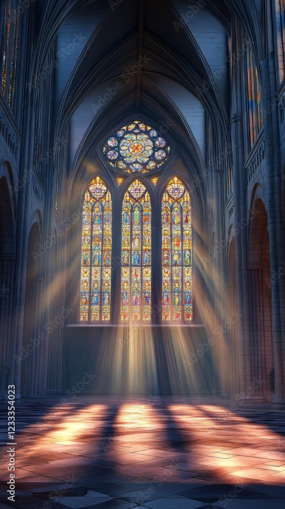Sunbeams through cathedral window Sunbeams through cathedral window