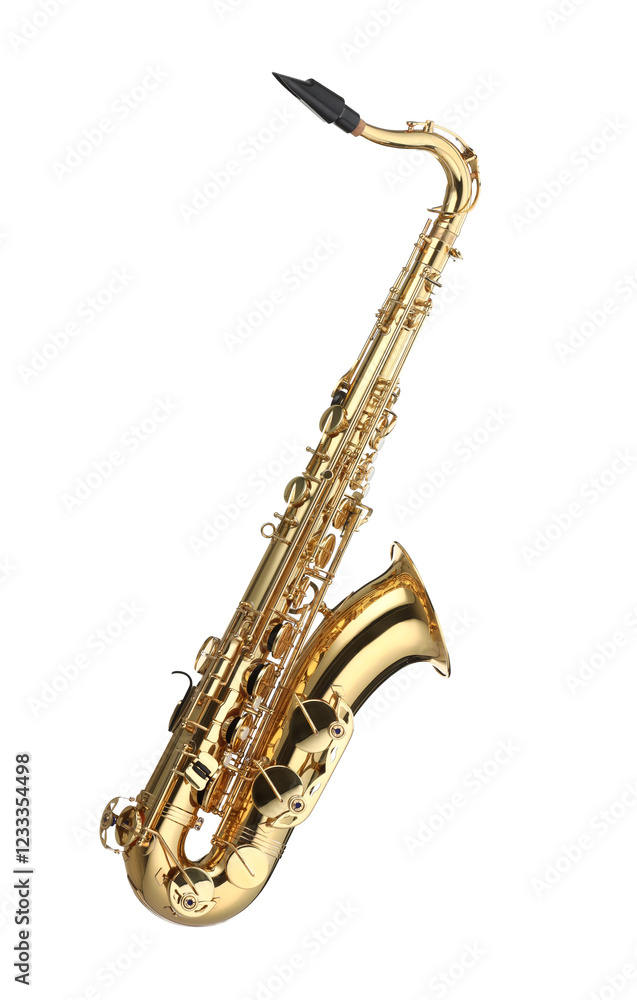 Obraz premium Jazz. One beautiful saxophone isolated on white