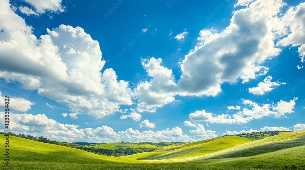 Fototapeta premium Scenic Green Hills Under a Blue Sky