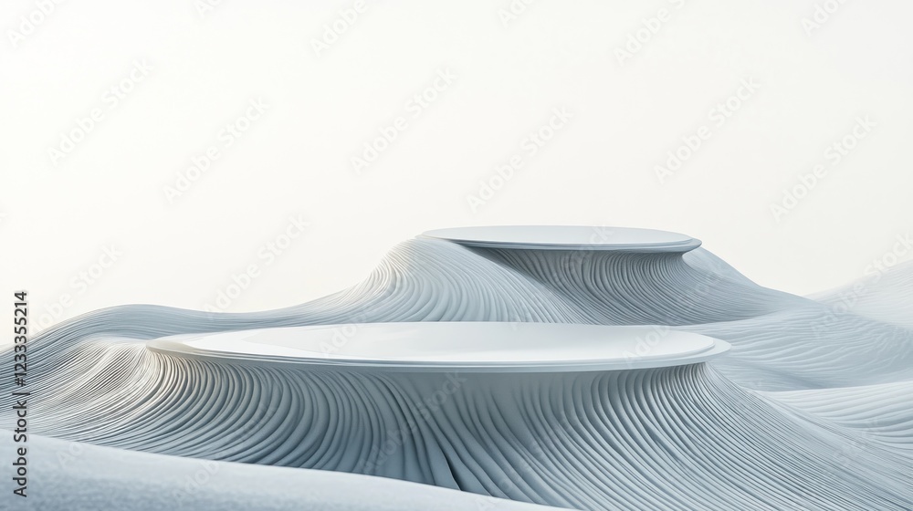 Abstract white landscape with two platforms. Abstract white landscape with two platforms.