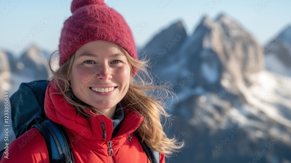 Climber stands atop mountain peak, gazing into the distance, embodying triumph and solitude. Climber stands atop mountain peak, gazing into the distance, embodying triumph and solitude.