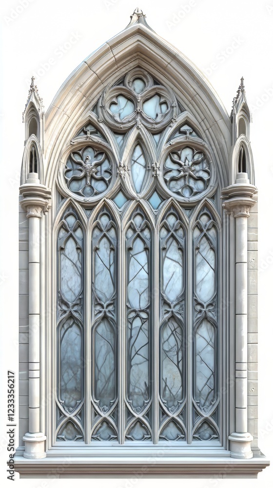 Naklejka premium Gothic arch window with intricate details