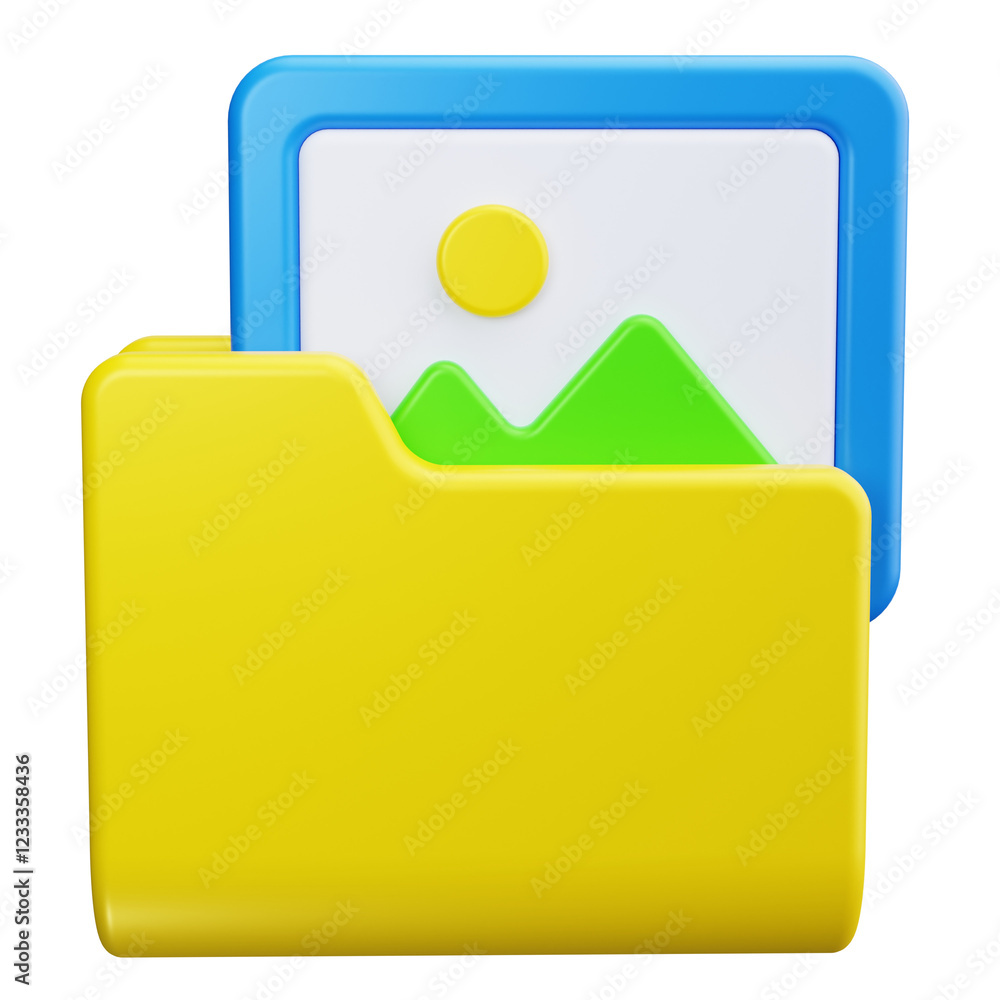 File Folder with Images 3d render icons File Folder with Images 3d render icons