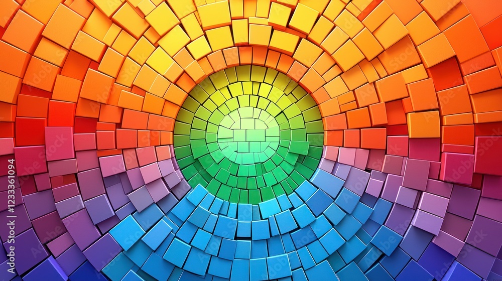 Naklejka premium Vibrant Rainbow Cube Abstract Art