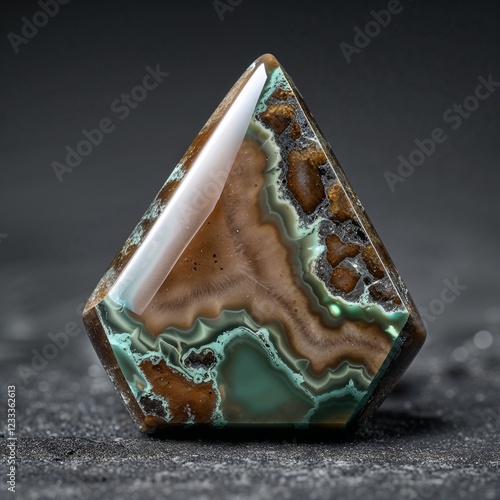 Kite Mocha Andalusite gemstone closeup on plain charcoal background photo