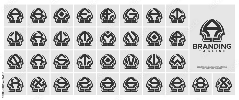 Luxury line abstract letter A-Z monogram logo set Luxury line abstract letter A-Z monogram logo set