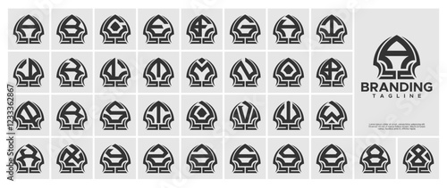 Luxury line abstract letter A-Z monogram logo set