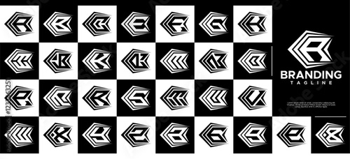 Sharp line arrow sport letter initial A-Z logo set