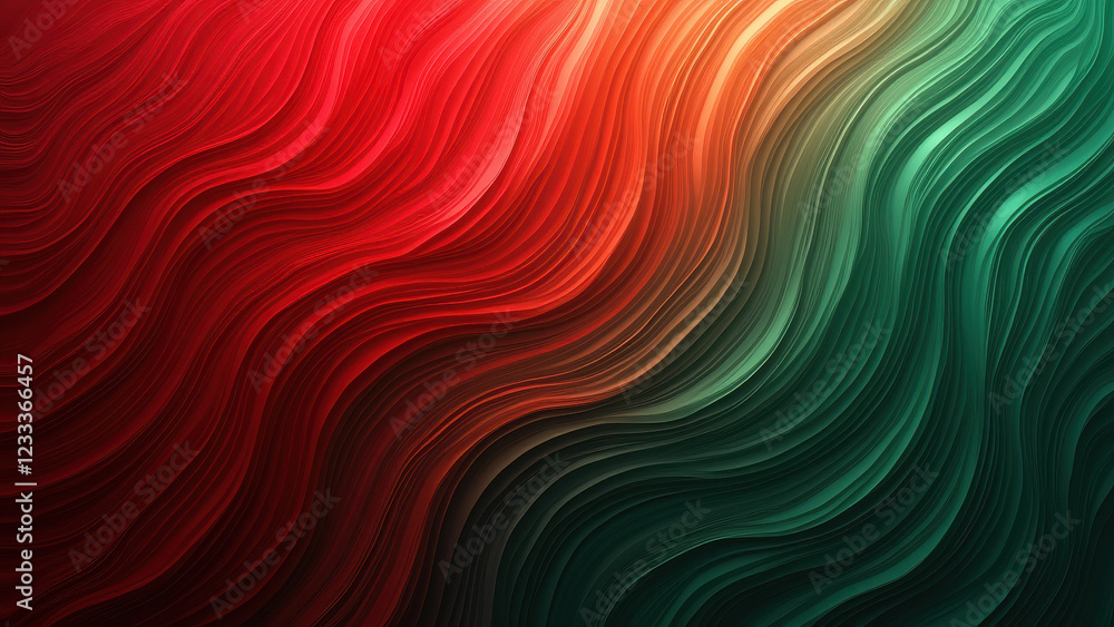 Obraz premium Abstract Red Green Wave Background - Abstract art