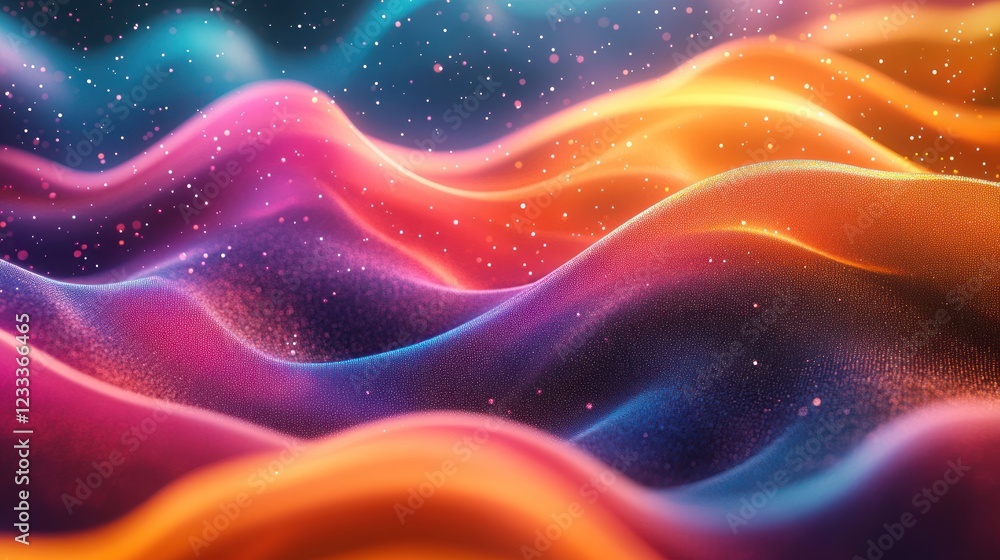 Obraz premium Colorful digital waves flow, cosmic background, abstract art