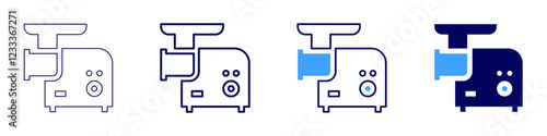 Meat grinder icon in 4 different styles. Thin Line, Line, Bold, and Bold Line. Duotone style. Editable stroke