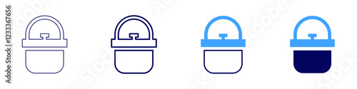 Multi pot icon in 4 different styles. Thin Line, Line, Bold, and Bold Line. Duotone style. Editable stroke