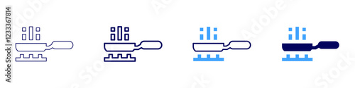 Nonstick pan icon in 4 different styles. Thin Line, Line, Bold, and Bold Line. Duotone style. Editable stroke