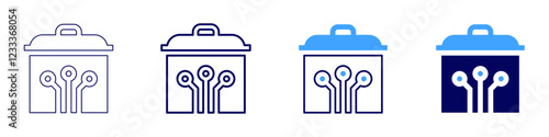Pan icon in 4 different styles. Thin Line, Line, Bold, and Bold Line. Duotone style. Editable stroke