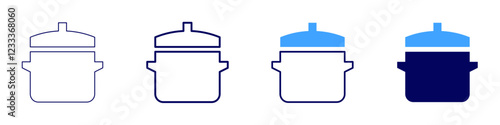 Pasta pot icon in 4 different styles. Thin Line, Line, Bold, and Bold Line. Duotone style. Editable stroke