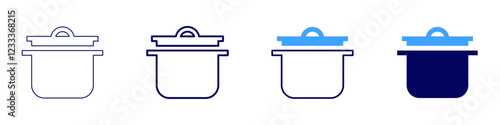 Pot kitchen icon in 4 different styles. Thin Line, Line, Bold, and Bold Line. Duotone style. Editable stroke