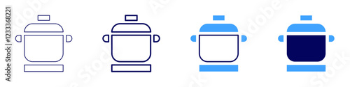 Pot for cooking icon in 4 different styles. Thin Line, Line, Bold, and Bold Line. Duotone style. Editable stroke