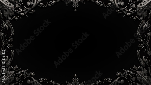 Elegant Black & Silver Ornate Frame - Dark Academia