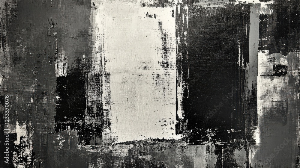 Fototapeta premium Monochrome Abstract Painting with Textured Layers.