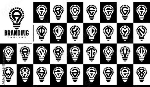 Simple bulb lamp initial letter A-Z logo set