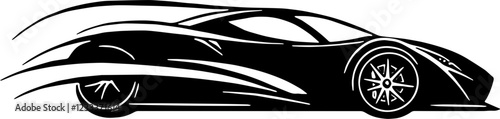 Stylized vector illustration of a sleek sports car with dynamic curves and modern design elements.  
