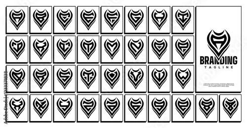 Modern security shield initial letter A-Z logo set