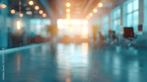 Wallpaper Mural A blurred office interior with warm lighting and a modern, spacious atmosphere. Torontodigital.ca