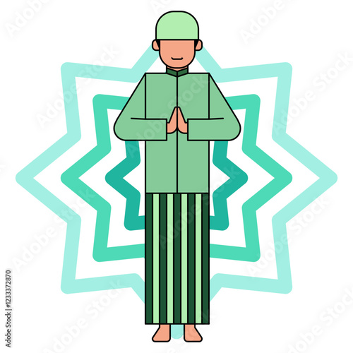 Illustrasion of islamic boys doing salam.