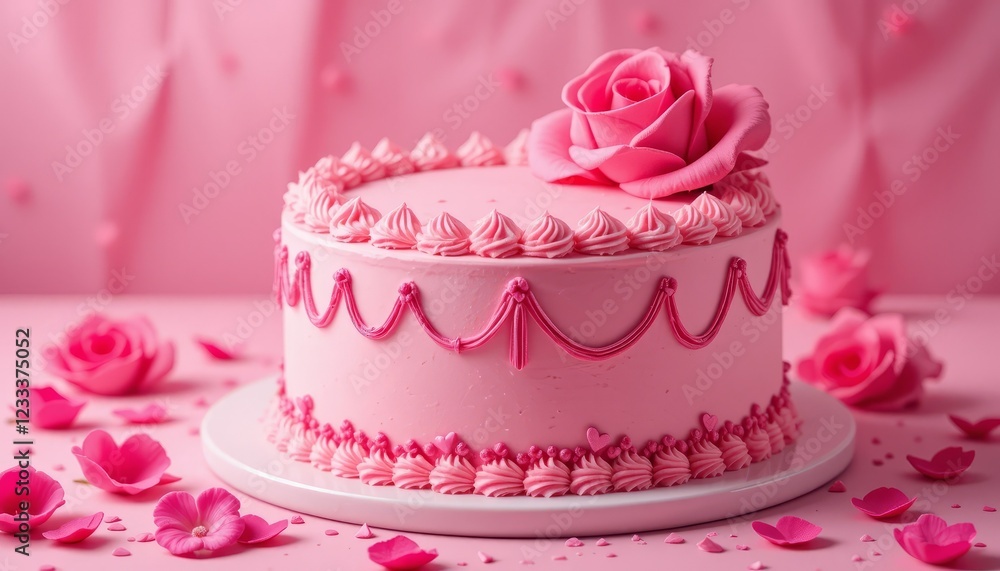 Pink cupcake with creamy frosting and sprinkles on a plate, a delicious sweet treat for celebrations valentine day Pink cupcake with creamy frosting and sprinkles on a plate, a delicious sweet treat for celebrations valentine day