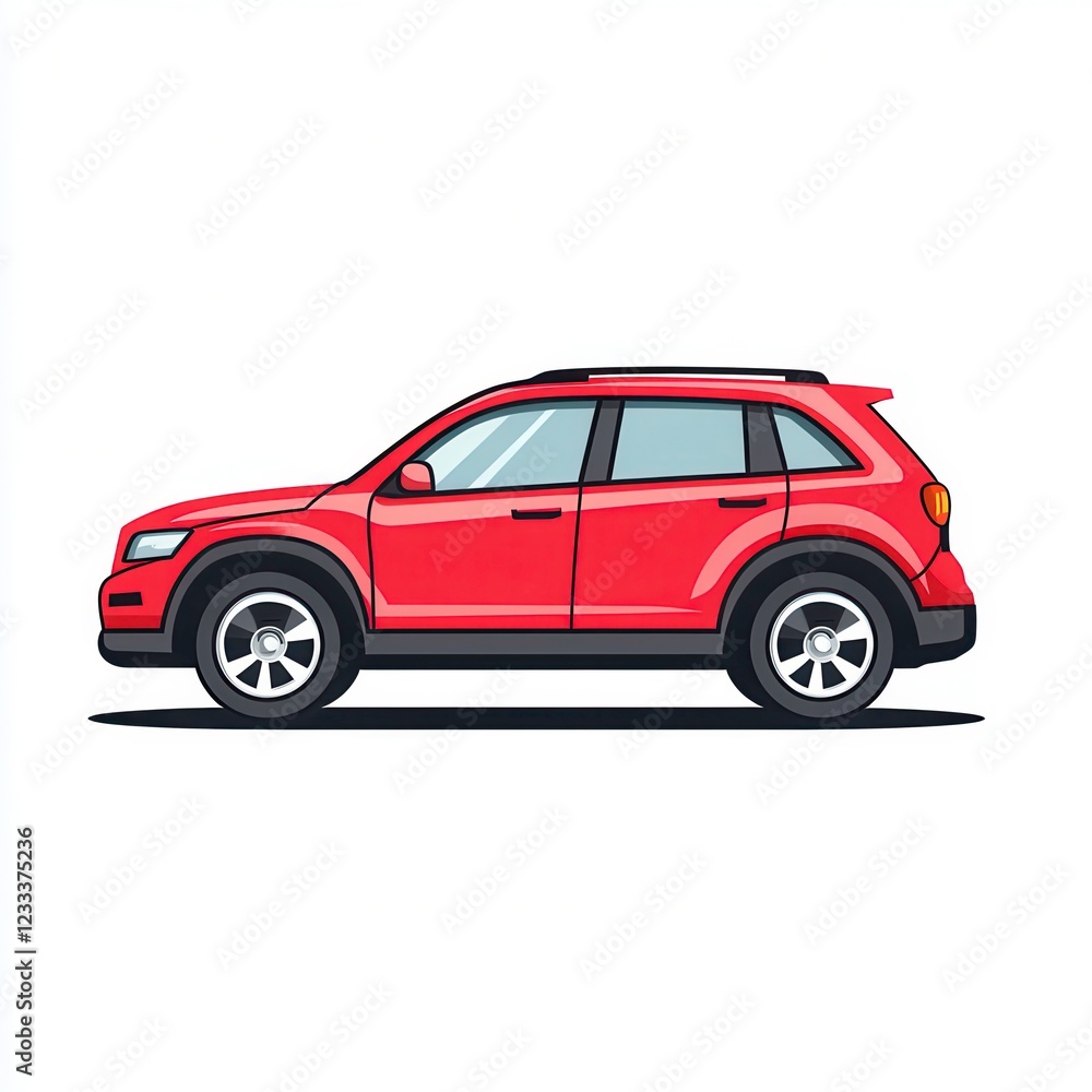 Red Car Icon Vector Illustration Symbolizing Transportation and Mobility on a White Background. Generative AI Red Car Icon Vector Illustration Symbolizing Transportation and Mobility on a White Background. Generative AI