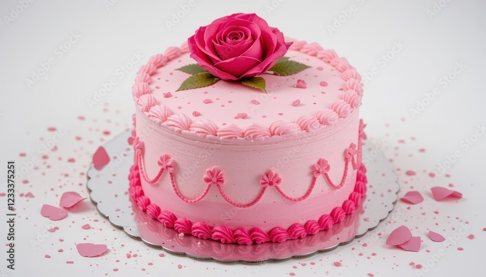 Pink cupcake with creamy frosting and sprinkles on a plate, a delicious sweet treat for celebrations valentine day Pink cupcake with creamy frosting and sprinkles on a plate, a delicious sweet treat for celebrations valentine day