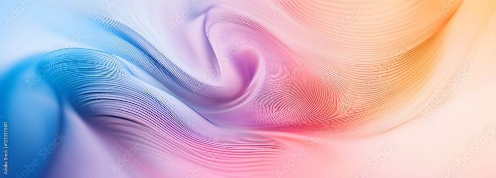 Fototapeta premium An abstract circular design with flowing lines and a soft gradient of colors from blue to pink