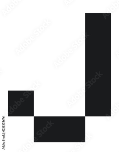 black font letter J with pixel 8bit style