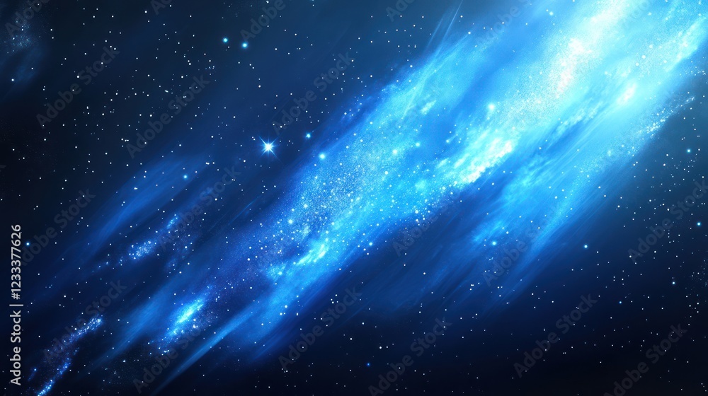 Fototapeta premium Blue nebula streaks across starry space, cosmic background, sci-fi backdrop