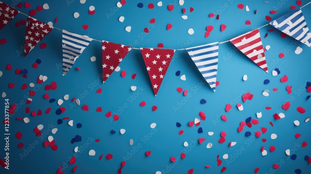 Obraz premium Patriotic Decorations with Bunting and Confetti