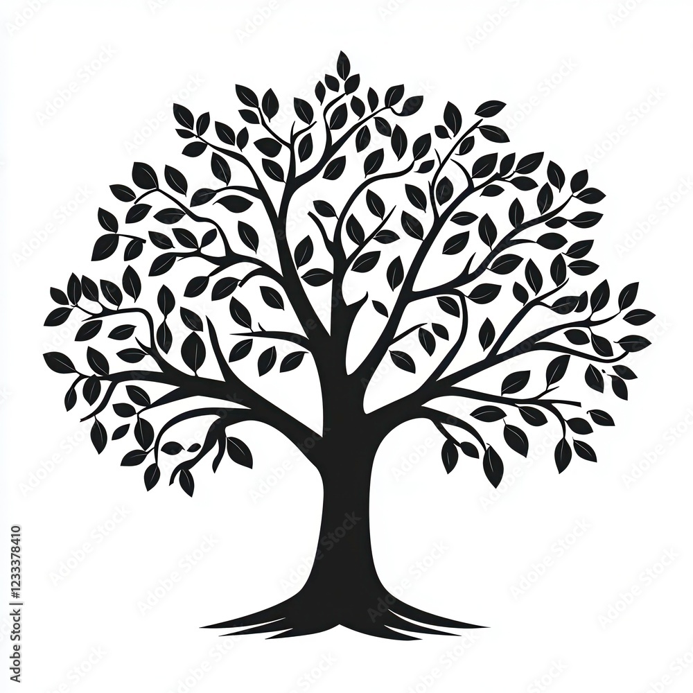 Elegant Tree Icon Symbol With Detailed Leaves on a White Background. Generative AI Elegant Tree Icon Symbol With Detailed Leaves on a White Background. Generative AI