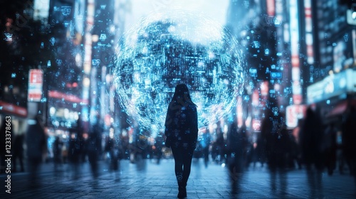 Wallpaper Mural Global Network: A Woman Navigating the Digital World Torontodigital.ca