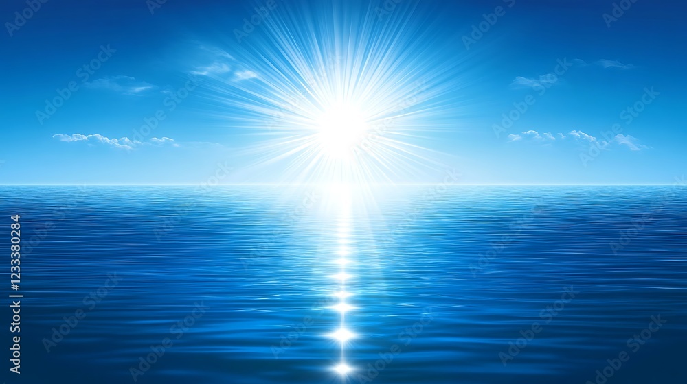 Obraz premium Bright Sun Shining Over Calm Ocean Water