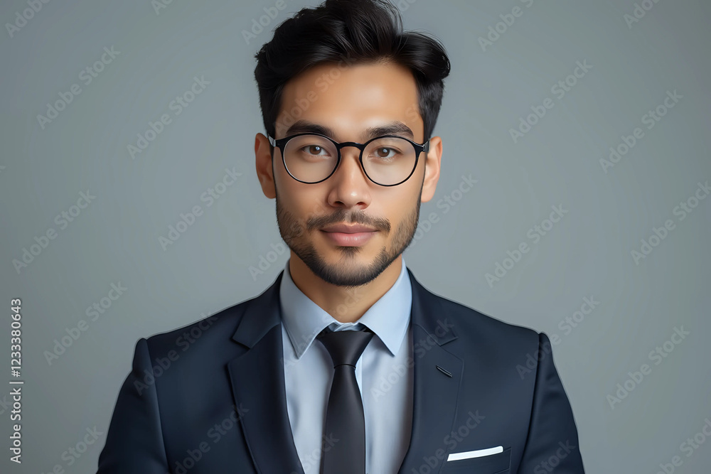 Man confident businessman in a stylish suit with jacket tie and white shirt on a gray background portrait. The concept of young businesses. Man confident businessman in a stylish suit with jacket tie and white shirt on a gray background portrait. The concept of young businesses.