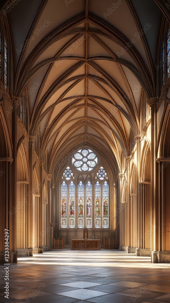 Fototapeta premium Sunlit Gothic Cathedral Chapel