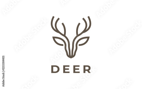 deer logo vector illustration, simple line deer logo template